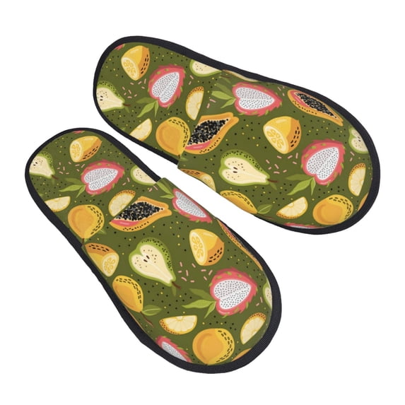 House Slippers for Women Men - Papaya pear lemon Lightweight House Shoes Fuzzy Slippers, Soft Slip-On Cozy House Slippers for Woman Indoor Outdoor