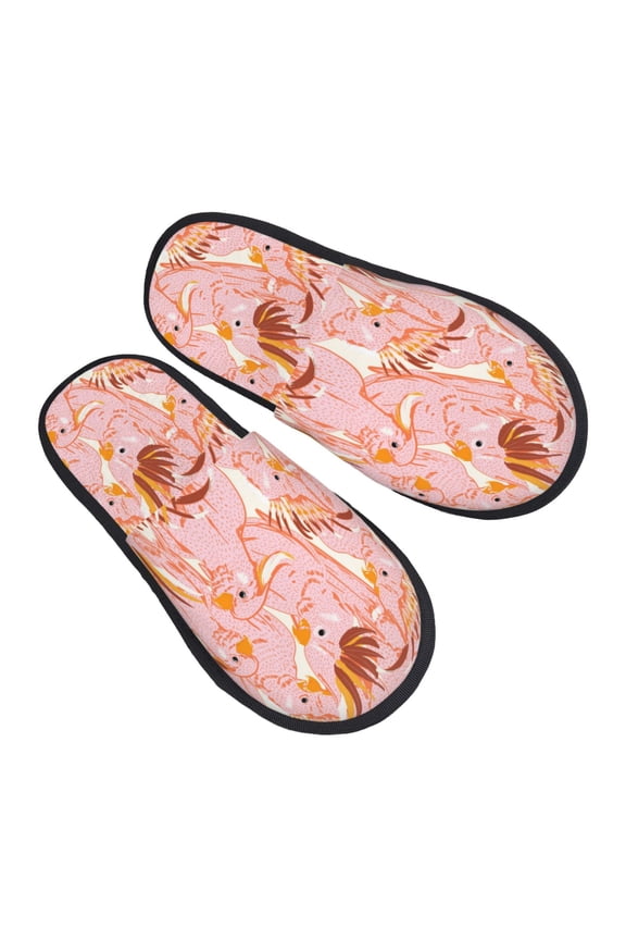 House Slippers for Women Men - Pink Cockatoo Birds Lightweight House Shoes Fuzzy Slippers, Soft Slip-On Cozy House Slippers for Woman Indoor Outdoor