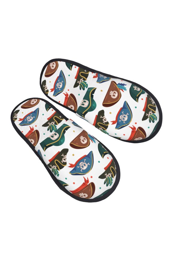 House Slippers for Women Men - Pirate Hats Lightweight House Shoes Fuzzy Slippers, Soft Slip-On Cozy House Slippers for Woman Indoor Outdoor