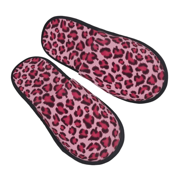 House Slippers for Women Men - Rose leopard print Lightweight House Shoes Fuzzy Slippers, Soft Slip-On Cozy House Slippers for Woman Indoor Outdoor