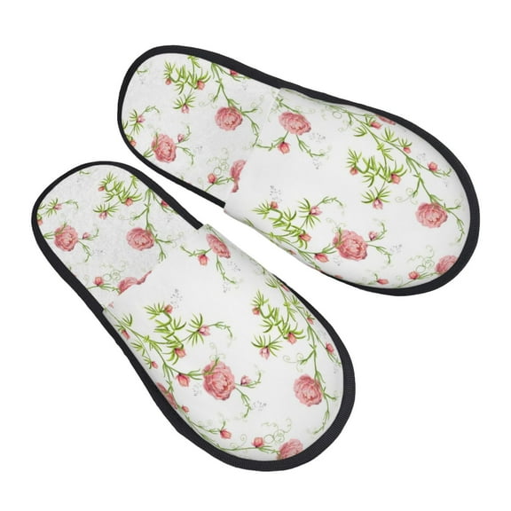 House Slippers for Women Men - Roses Flowers Lightweight House Shoes Fuzzy Slippers, Soft Slip-On Cozy House Slippers for Woman Indoor Outdoor