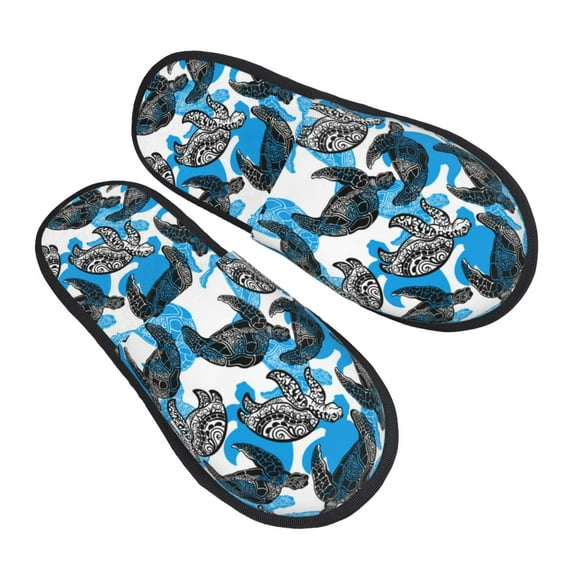 House Slippers for Women Men - Sea Turtle Blue Lightweight House Shoes Fuzzy Slippers, Soft Slip-On Cozy House Slippers for Woman Indoor Outdoor