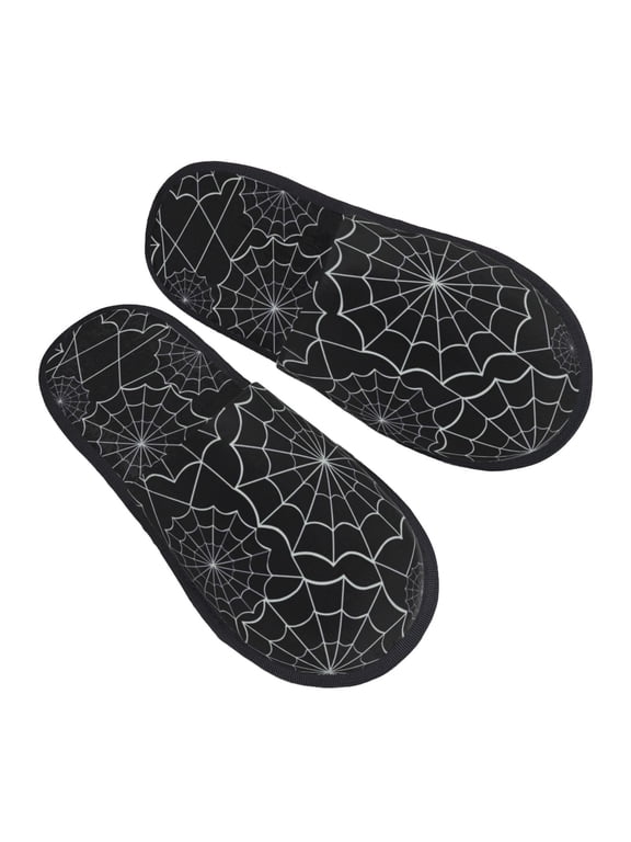 House Slippers for Women Men - Spider Web Black Lightweight House Shoes Fuzzy Slippers, Soft Slip-On Cozy House Slippers for Woman Indoor Outdoor