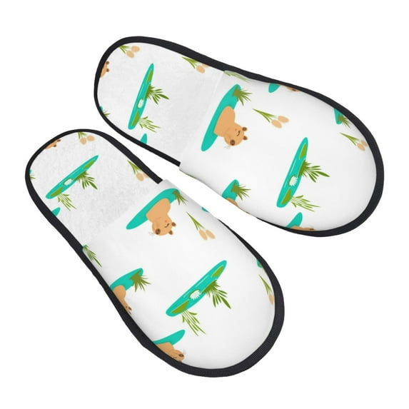 House Slippers for Women Men - Swim Cute Capybaras Lightweight House Shoes Fuzzy Slippers, Soft Slip-On Cozy House Slippers for Woman Indoor Outdoor