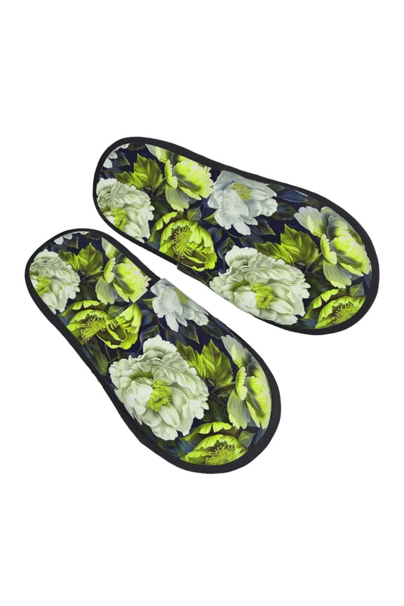 House Slippers for Women Men - Teal floral elegance Lightweight House Shoes Fuzzy Slippers, Soft Slip-On Cozy House Slippers for Woman Indoor Outdoor