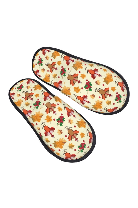House Slippers for Women Men - Thanksgiving Turkeys Lightweight House Shoes Fuzzy Slippers, Soft Slip-On Cozy House Slippers for Woman Indoor Outdoor