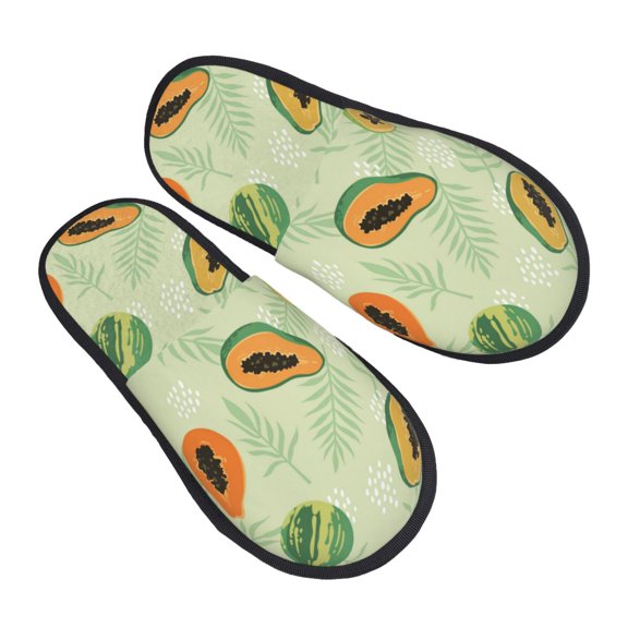 House Slippers for Women Men - Tropical Papaya leaf Lightweight House Shoes Fuzzy Slippers, Soft Slip-On Cozy House Slippers for Woman Indoor Outdoor