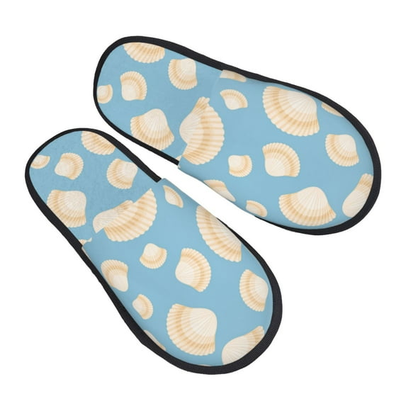 House Slippers for Women Men - White Shells Lightweight House Shoes Fuzzy Slippers, Soft Slip-On Cozy House Slippers for Woman Indoor Outdoor