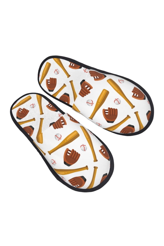 House Slippers for Women Men - baseball sport Lightweight House Shoes Fuzzy Slippers, Soft Slip-On Cozy House Slippers for Woman Indoor Outdoor