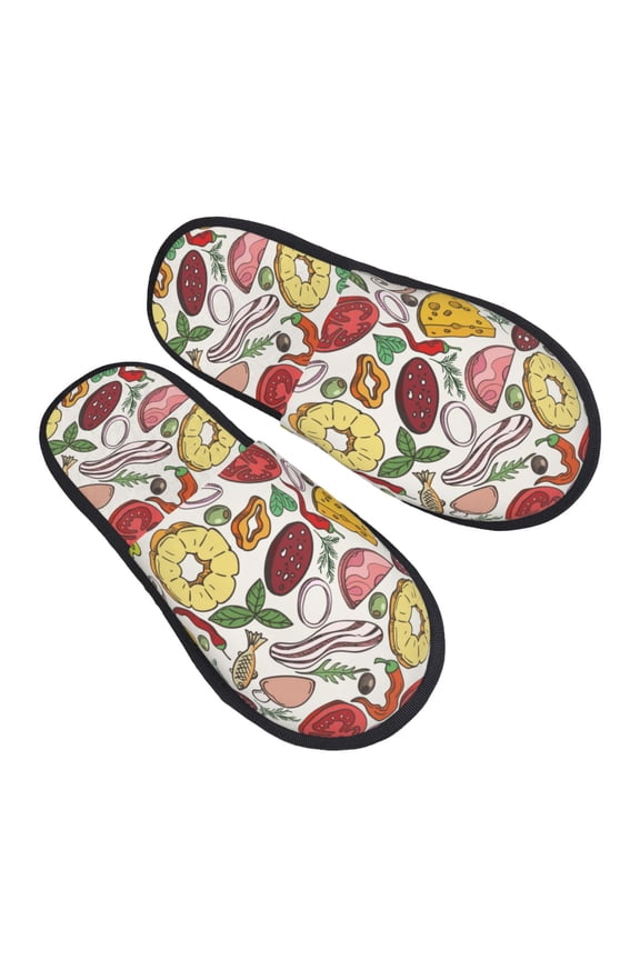 House Slippers for Women Men - funny food Lightweight House Shoes Fuzzy Slippers, Soft Slip-On Cozy House Slippers for Woman Indoor Outdoor