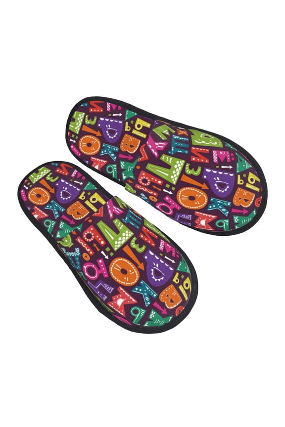 House Slippers for Women Men - funny letters Lightweight House Shoes Fuzzy Slippers, Soft Slip-On Cozy House Slippers for Woman Indoor Outdoor