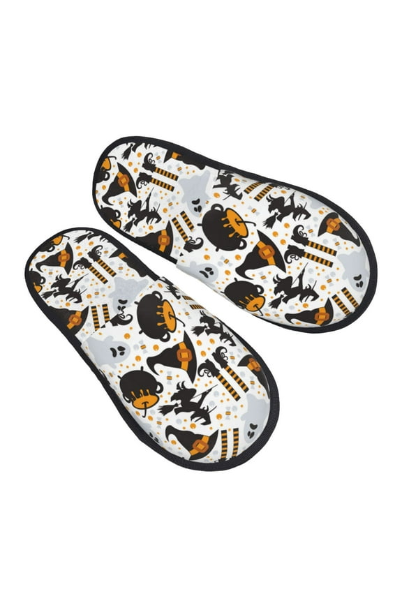 House Slippers for Women Men - halloween hat witch Lightweight House Shoes Fuzzy Slippers, Soft Slip-On Cozy House Slippers for Woman Indoor Outdoor