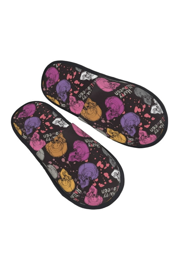House Slippers for Women Men - halloween skeleton Lightweight House Shoes Fuzzy Slippers, Soft Slip-On Cozy House Slippers for Woman Indoor Outdoor