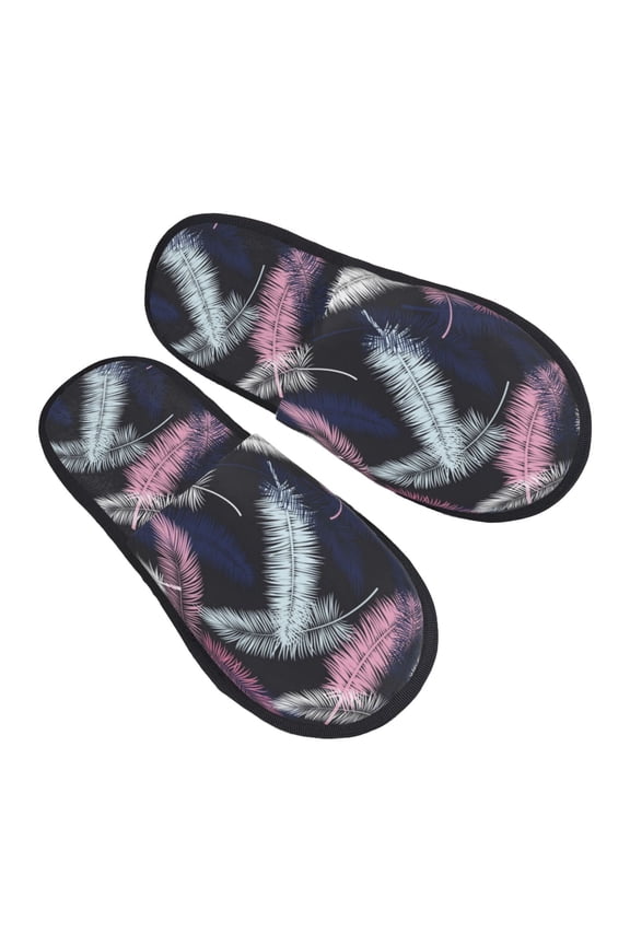 House Slippers for Women Men - pink white feathers Lightweight House Shoes Fuzzy Slippers, Soft Slip-On Cozy House Slippers for Woman Indoor Outdoor