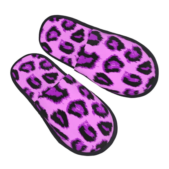 House Slippers for Women Men - purple leopard print Lightweight House Shoes Fuzzy Slippers, Soft Slip-On Cozy House Slippers for Woman Indoor Outdoor