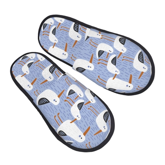 House Slippers for Women Men - seagulls blue Lightweight House Shoes Fuzzy Slippers, Soft Slip-On Cozy House Slippers for Woman Indoor Outdoor