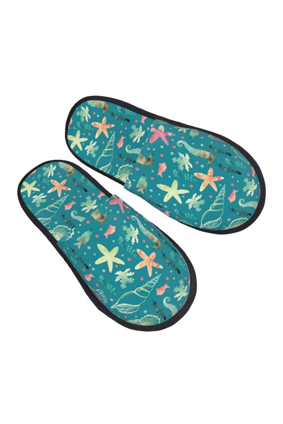 House Slippers for Women Men - seashell ocean Lightweight House Shoes Fuzzy Slippers, Soft Slip-On Cozy House Slippers for Woman Indoor Outdoor
