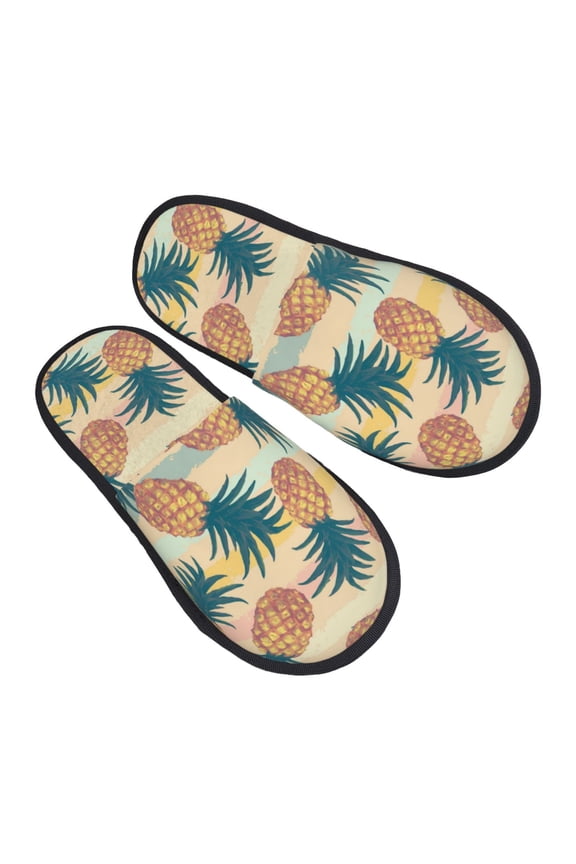 House Slippers for Women Men - summer pineapple_A Lightweight House Shoes Fuzzy Slippers, Soft Slip-On Cozy House Slippers for Woman Indoor Outdoor