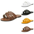 thumbnail image 1 of House Slippers for Women Women's Comfortable Dressy Leather Flat Sandals - Stylish & Beautiful Summer Slides Size 6-11 Wide Sandals for Women 2025, 1 of 5