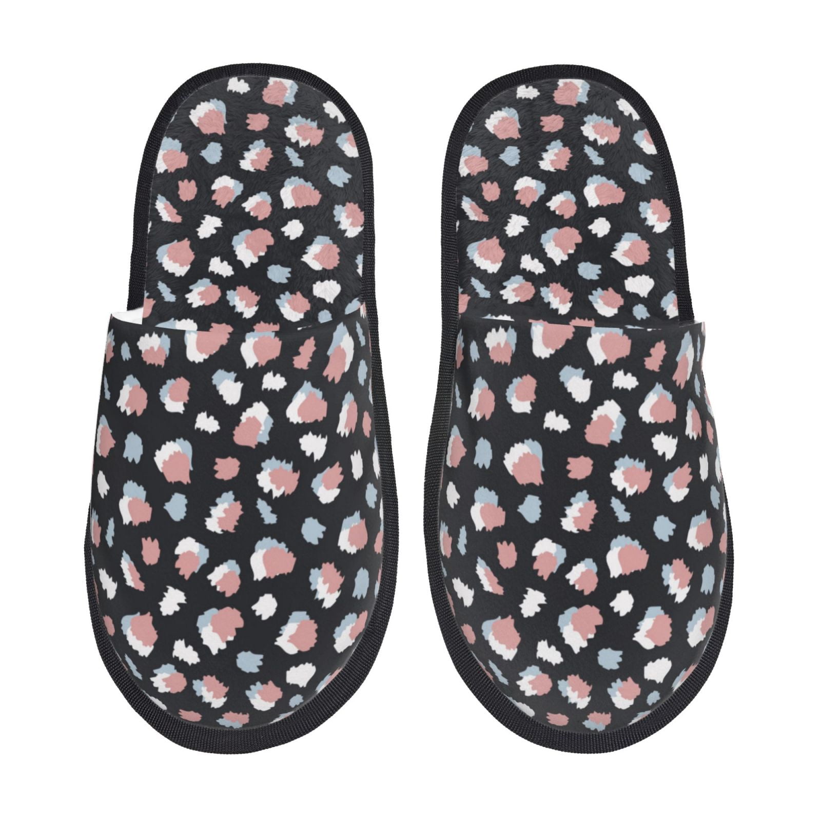House Slippers for Women and Men Abstract dot print Comfy Fuzzy Bedroom