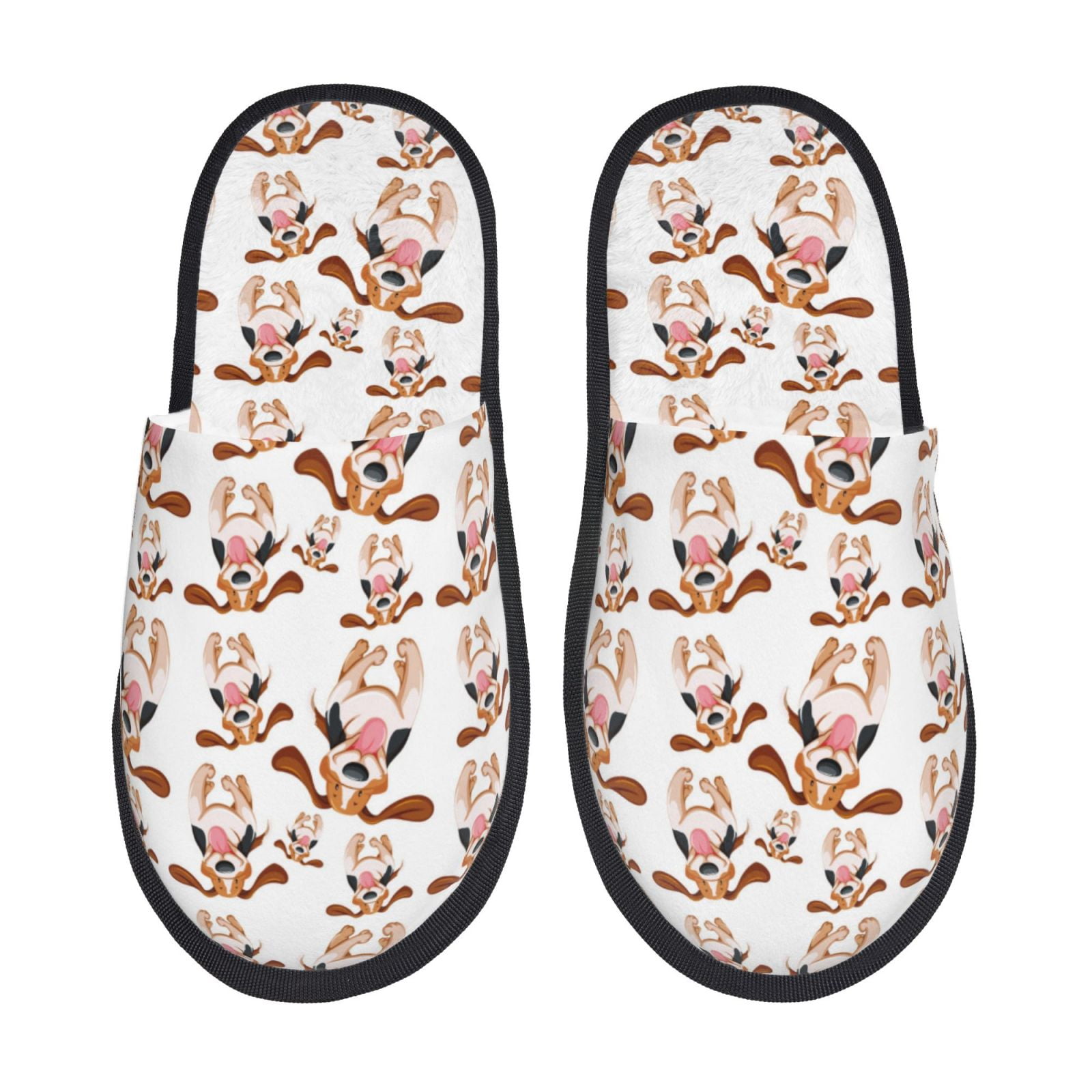 House Slippers for Women and Men Cute Dog happy Comfy Fuzzy Bedroom