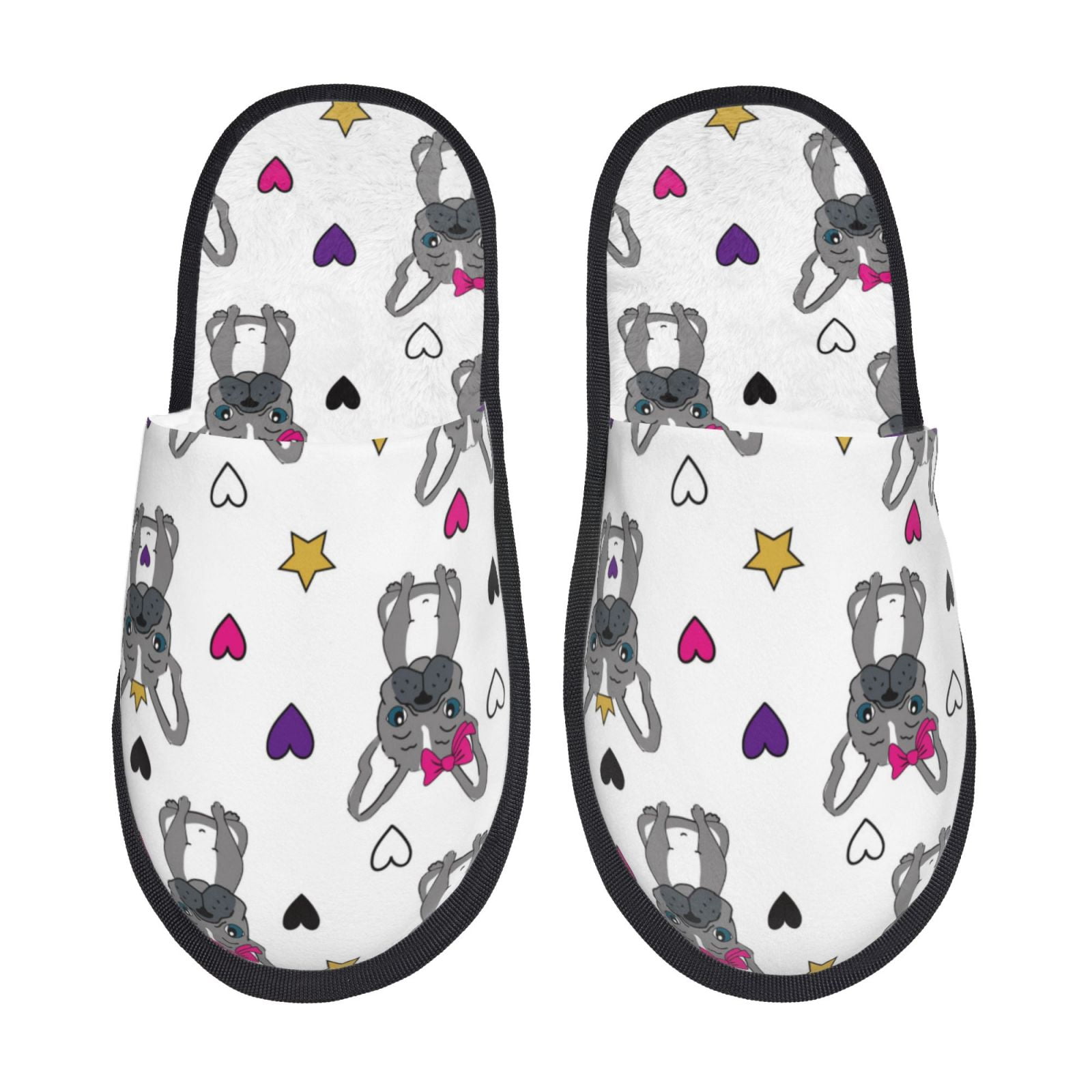 House Slippers for Women and Men Cute French Bulldog Love Stars Comfy