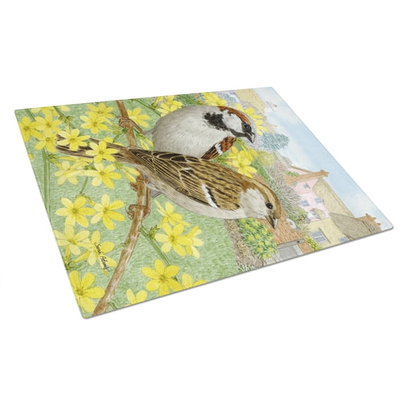 House Sparrows Glass Cutting Board Large