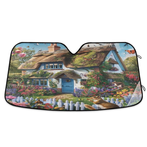 House Squirrels Flower Car Windshield Sun Shade Foldable Car Front Window Visor Heat and UV Protection 53x23.5