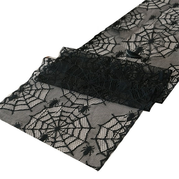 House Table Black Lace Trim Polyester Seasonal Decoration for Dinner Parties and Window Displays