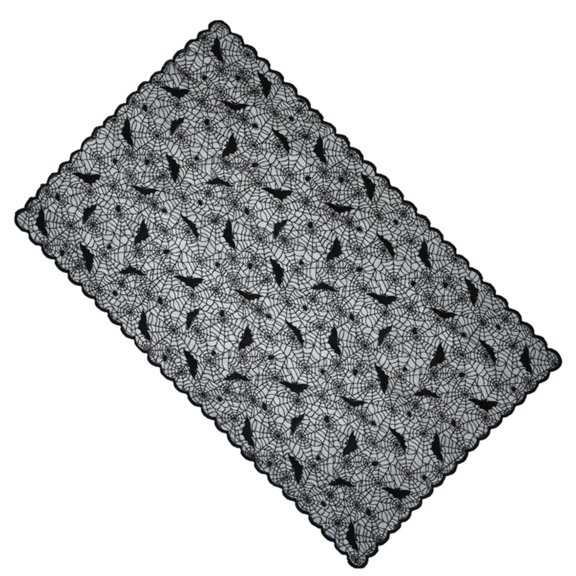 House Table Black Lace Trim Polyester Seasonal Decoration for Dinner Parties and Window Displays