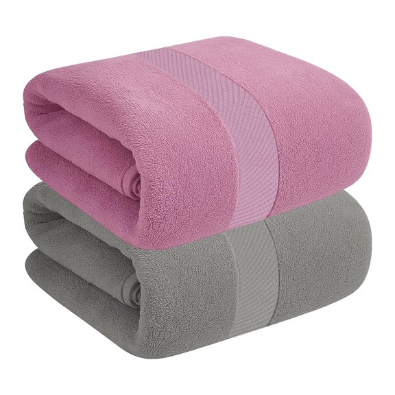 House Of Terry 100% Cotton Bath Towel 900 Gsm | Quick Dry, Soft & Absorbent, Fade-Resistant, Skin-Friendly For Men & Women Towel (Lilac & Grey) - Pack Of 2