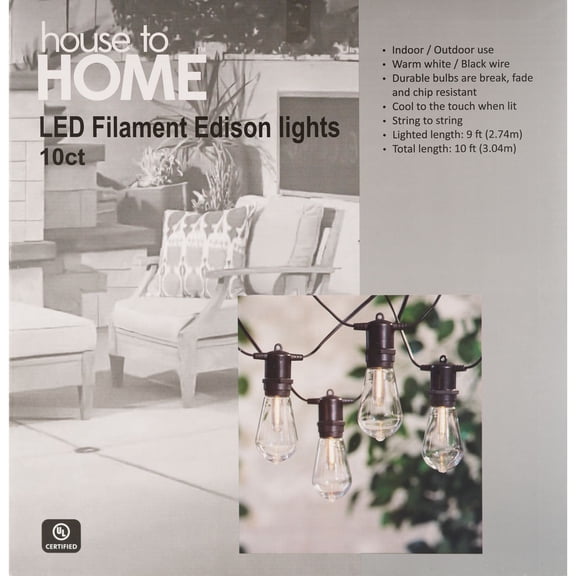 House To Home LED Filament Edison String Lights, 10 Lights - 10 ct | CVS