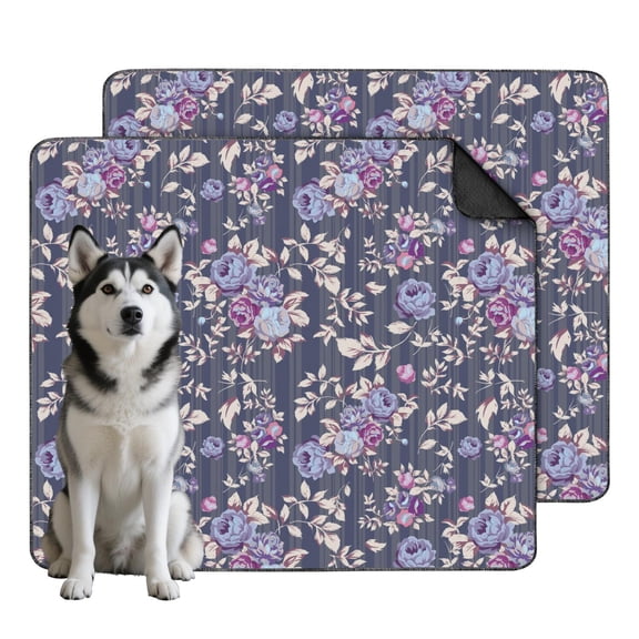 House Training Pads for Dogs 2-Pack, Washable and Reusable Potty Mats with Super Absorbent Core and Skid-Resistant Backing, Floral Pattern