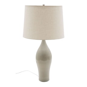 House of Troy GS170-DG Scatchard - 1 Light Stoneware Table Lamp-27 Inches Tall and 15 Inches Wide Decorated Gray Gray Gloss Finish with Off-White Linen Shade