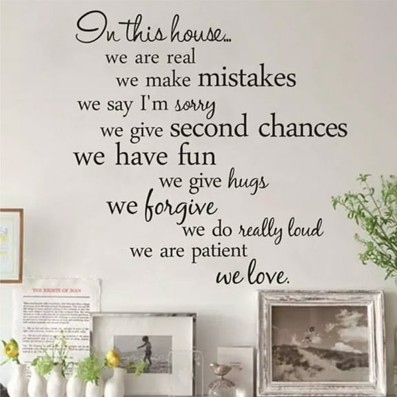 In This House Wall Art Vinyl Decal Inspirational Family Quotes & House Rules for Living Room, Bedroom, Office - Removable Peel & Stick Motivational Wall Sticker for Home Décor