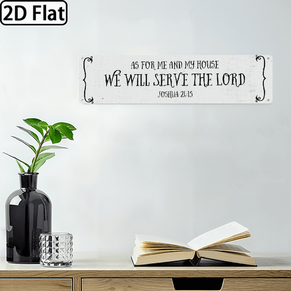 As for Me and My House Wall Decor – Beautiful Bible Verse Modern Farmhouse Wall Art – Metal As for Me and My House We Will Serve the Lord Door Sign. 16x4 in