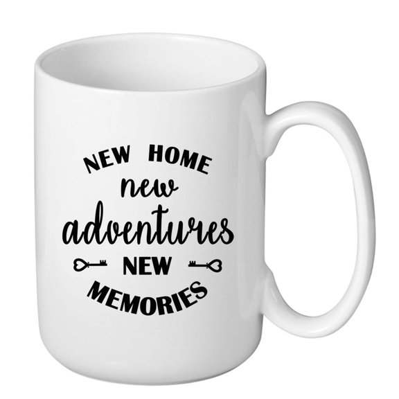 J.Ehonace Ceramic Coffee Mug, 15 oz, New Home Adventures Memories, Housewarming Gift