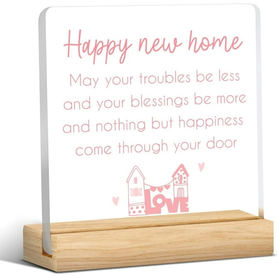 House Warming Gifts New Home Housewarming Gifts for Women Men New Home New House New Apartment Gift for Homeowners Couple, Happy New Home Acrylic Plaque Sign Desk Decor