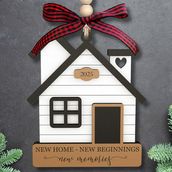 House Warming Gifts - New House New Beginning Gift Ideas, Housewarming Gifts for New Home, Women, Couples, Homeowners, Wooden New Home Ornament 2025 - First Christmas Decor