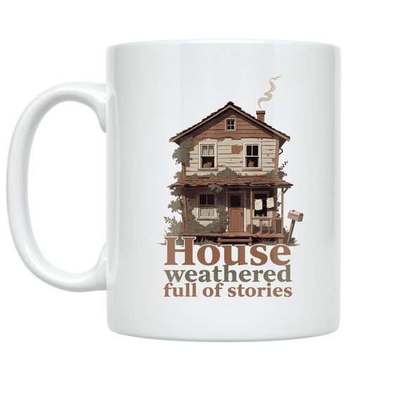 House Weathered Full of Stories - Historic Home Humor Enthusiast - 11 oz Ceramic Coffee Mug