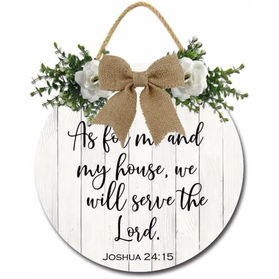 As for Me and My House We Will Serve The Lord Sign Bible Verse Sign Rustic Wooden Hanging Plaque Farmhouse Home Decoration Round Wooden Plaque Wreaths for Home Outdoor Indoorch