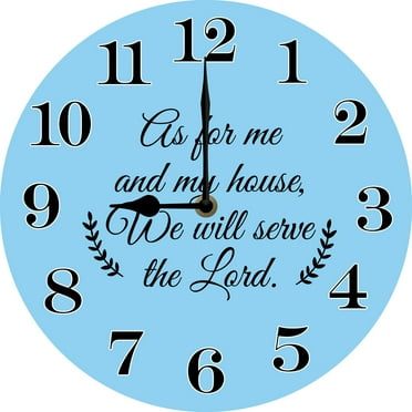 As for Me and My House We Will Serve The Lord Wall Clock, Christian Bible Verses Home Decor, Religious Wall Art for Family Room Housewarming Gift 10"x10" Silent Non Ticking Battery Operated