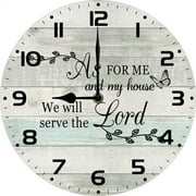 As For Me And My House We Will Serve The Lord&nbsp;Wall Clock - Battery Powered Wooden Wall Clock - Christian Home Decor - Silent Non-Ticking - Rustic Farmhouse Style 10 Inch