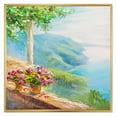 thumbnail image 1 of House With Colorful Flowers Near The Sea V 36 in x 36 in Framed Painting Canvas Art Print, by Designart, 1 of 5