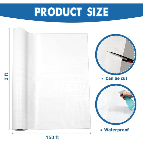 House Wrap, 3 x 150 ft Thick Drop Cloth Vapor Barrier, Heavy-Duty Moisture Barrier & Water-Resistant Plastic sheeting roll for Home Commercial Building Construction, White