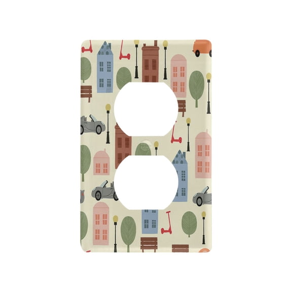 House and Car Decorative Wall Plate, Flame Retardant PC Plastic Light Switch & Outlet Cover with Mounting Screws Fits Duplex Outlets