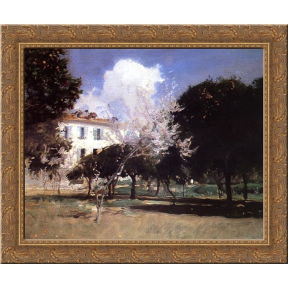 House and Garden 23x20 Gold Ornate Wood Framed Canvas Art by Sargent, John Singer