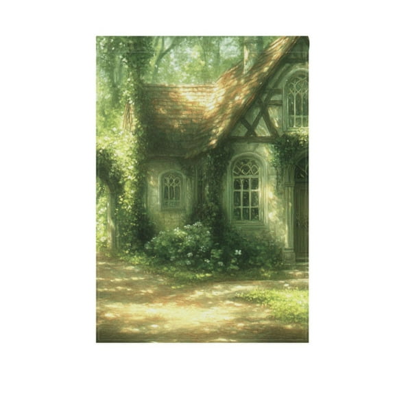 House in Forest Garden Flag 12X18 Double Sided Yard Flags for Outside Outdoor All Seasonal Decoration