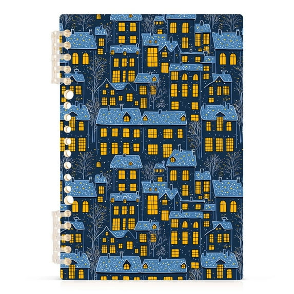 House in Snowy Night Notebooks 1-subject Journal 60 Sheets A5 College Ruled Paper Detachable Ring 8.3"x5.7"