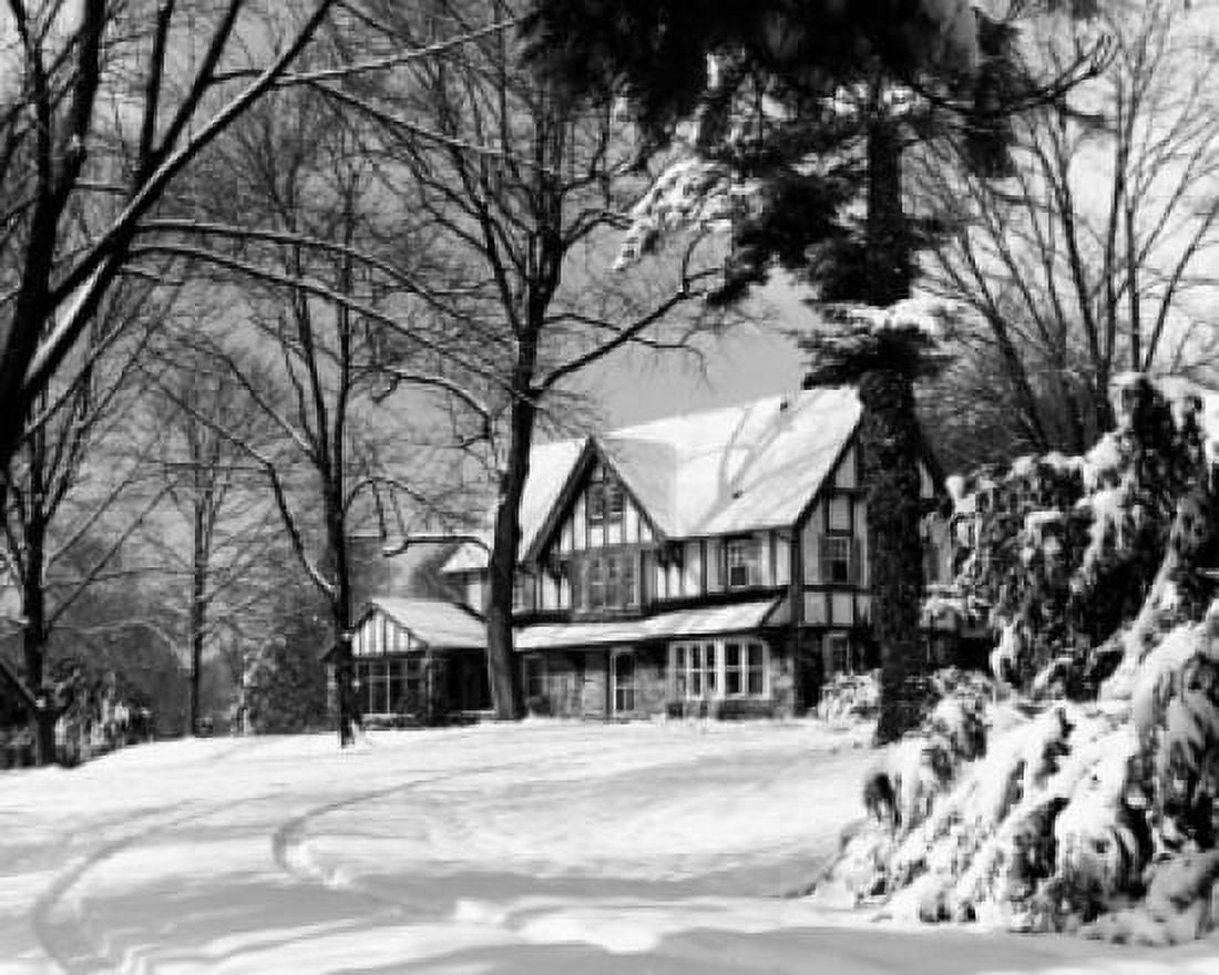 House in snow covered landscape Canvas Art - (18 x 24)